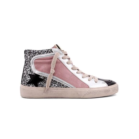 ShuShop Shoes - Shu Shop Womens Glitter Star High Top Sneakers Size 10 Silver Pink Fashion